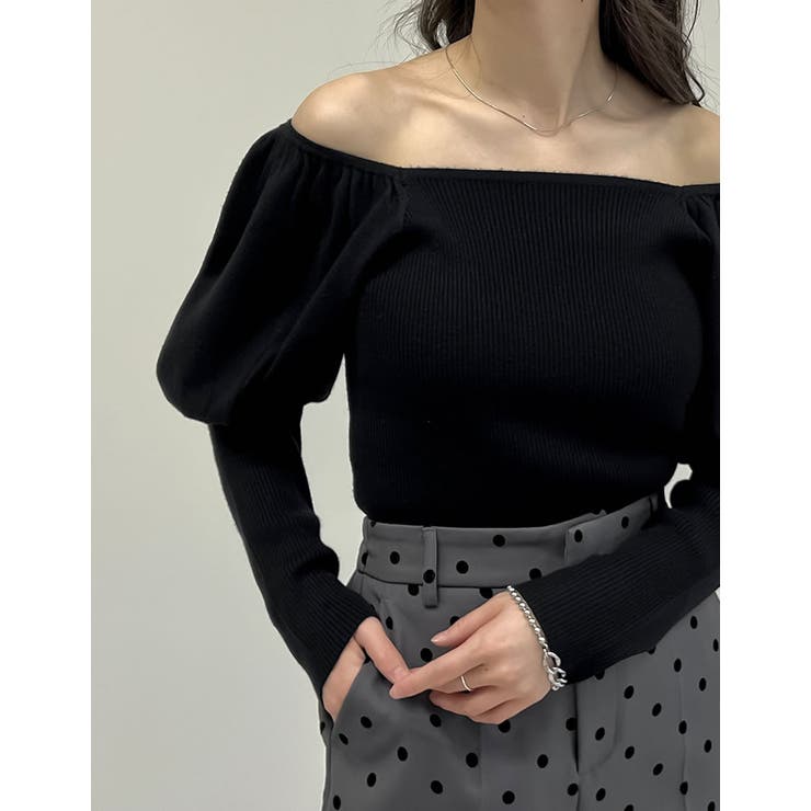 2WAYパフスリーブオフショルニットトップス | Re:EDIT | 詳細画像11 