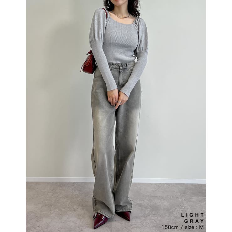 2WAYパフスリーブオフショルニットトップス | Re:EDIT | 詳細画像14 