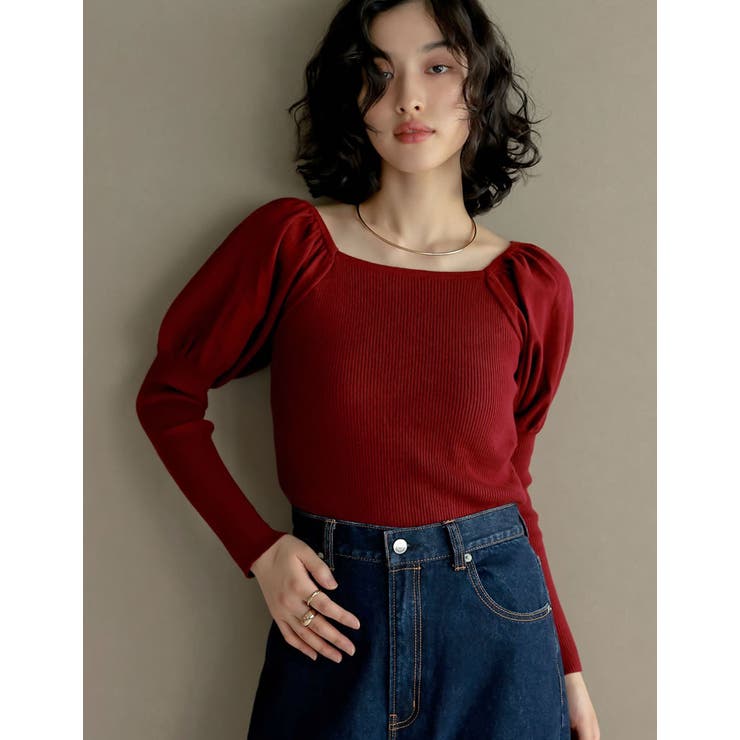 2WAYパフスリーブオフショルニットトップス | Re:EDIT | 詳細画像7 