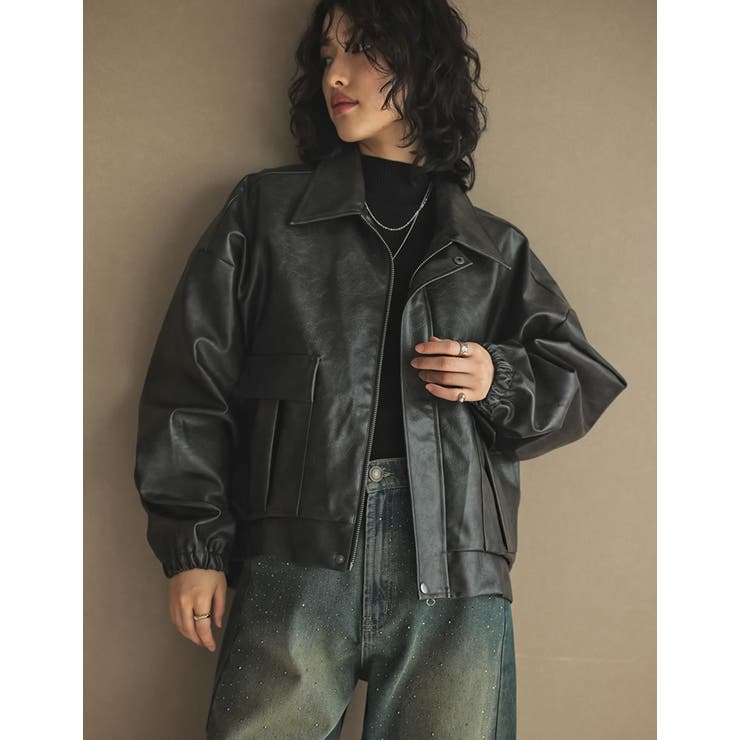 フェイクレザージップブルゾン | Re:EDIT | 詳細画像11 