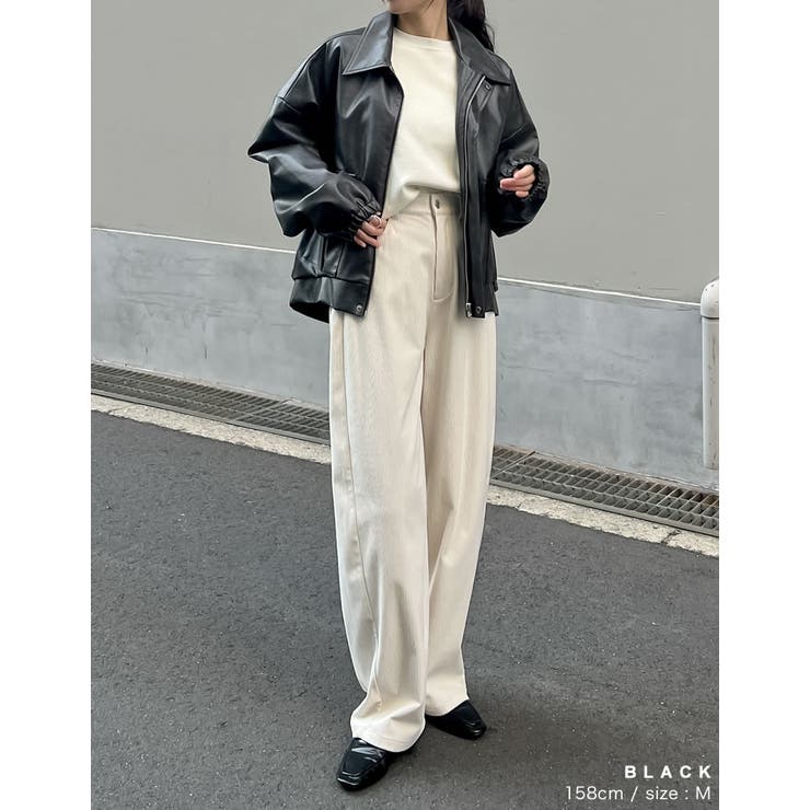 低身長サイズ有]フェイクレザージップブルゾン[品番