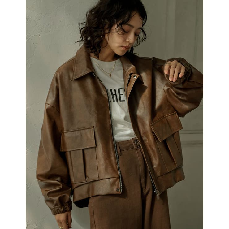 フェイクレザージップブルゾン | Re:EDIT | 詳細画像3 