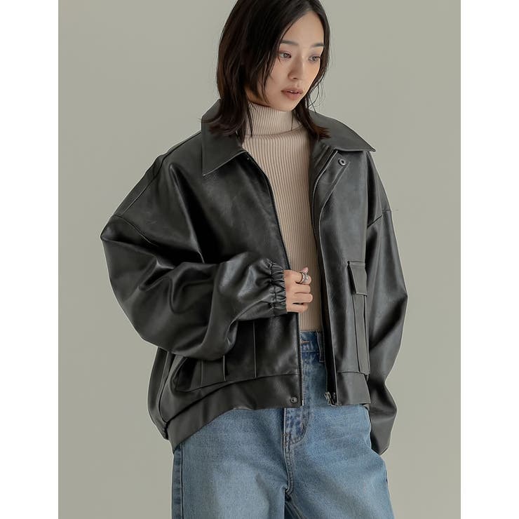 フェイクレザージップブルゾン | Re:EDIT | 詳細画像4 