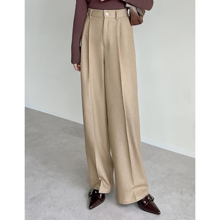 モカベージュ(605) | [低身長 高身長サイズ有][入卒式 セレモニー]微起毛ツイルダブルタックルーズパ… | Re:EDIT