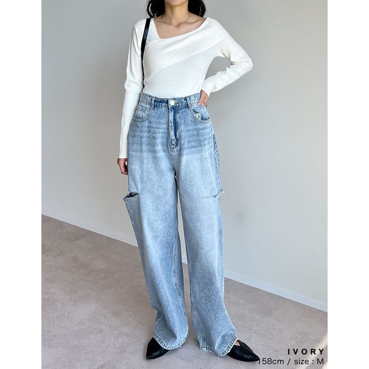 新色追加]アシンメトリーネックニットトップス[品番：GS000022404]｜Re