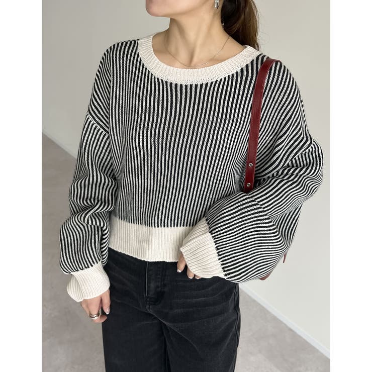 BRIEFING ストライプ クルーネックセーター BRIEFING ストライプ クルーネックセーター