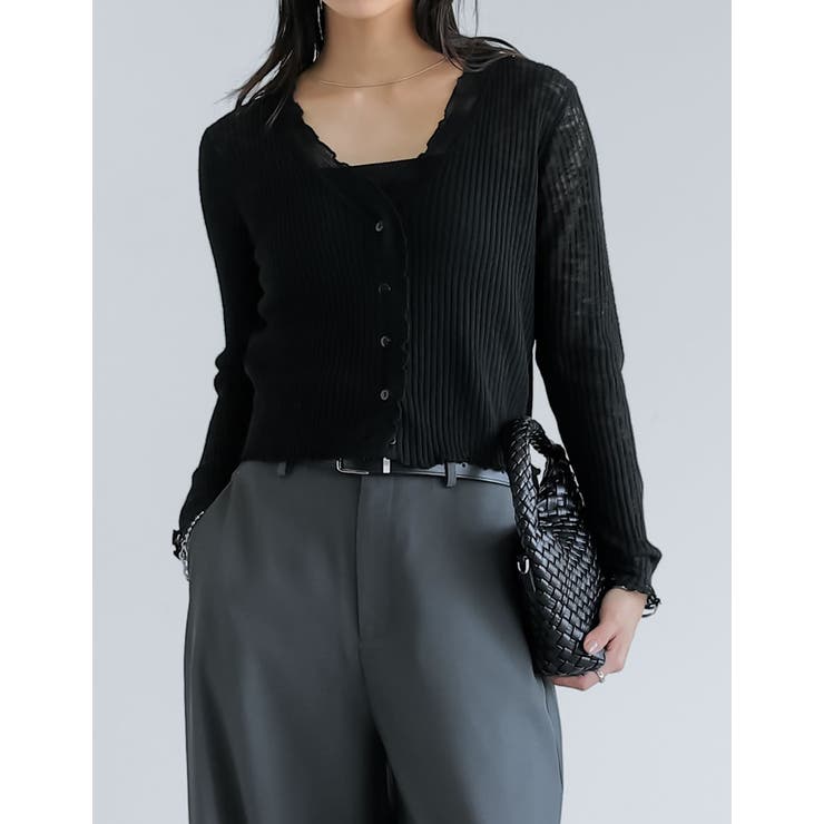 ブラック(501) | シアースラブリブニットカーディガン | Re:EDIT