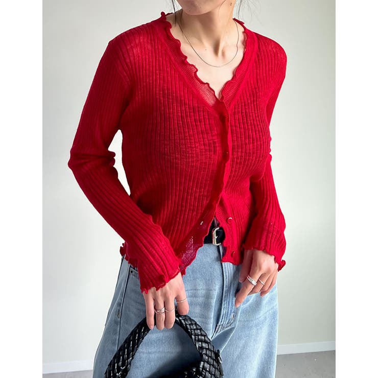 レッド(506) | シアースラブリブニットカーディガン | Re:EDIT