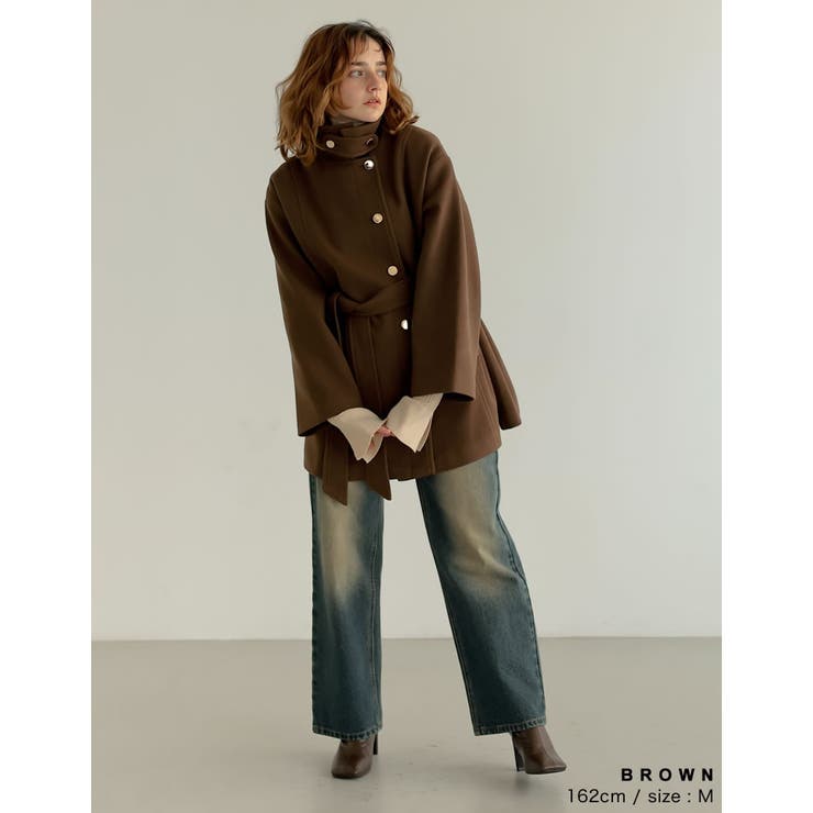マルチウェイフェイクウールポンチョ風金ボタンミドルコート[品番：GS000022491]｜Re:EDIT （リエディ）のレディースファッション通販｜SHOPLIST（ショップリスト）