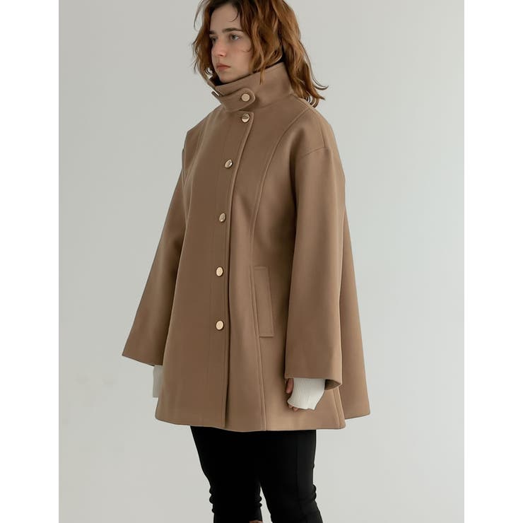 マルチウェイフェイクウールポンチョ風金ボタンミドルコート | Re:EDIT | 詳細画像9 