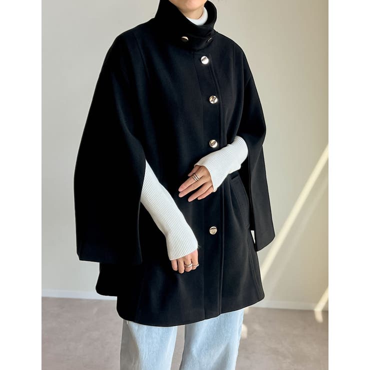 マルチウェイフェイクウールポンチョ風金ボタンミドルコート | Re:EDIT | 詳細画像27 