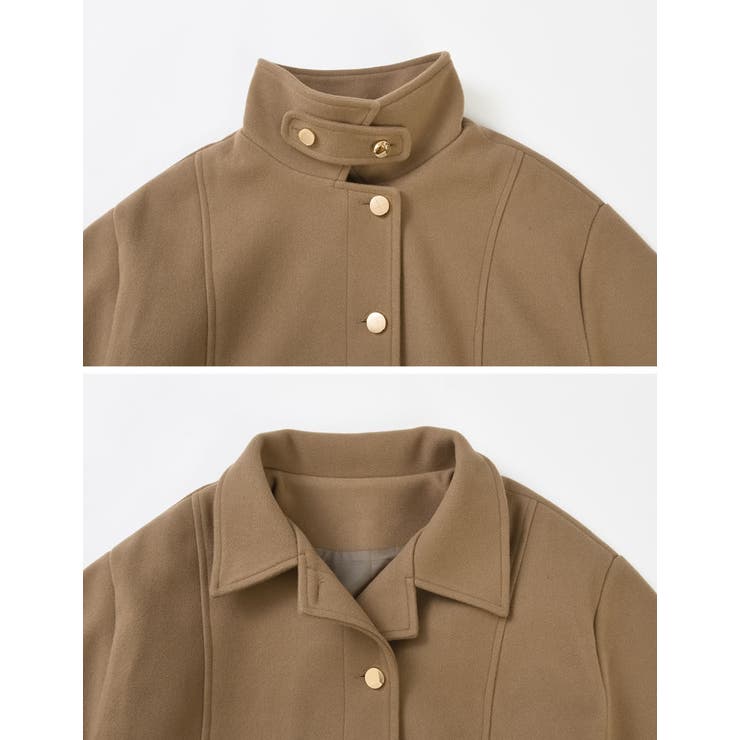 マルチウェイフェイクウールポンチョ風金ボタンミドルコート | Re:EDIT | 詳細画像33 