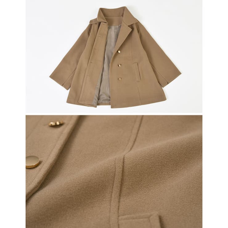 マルチウェイフェイクウールポンチョ風金ボタンミドルコート | Re:EDIT | 詳細画像35 