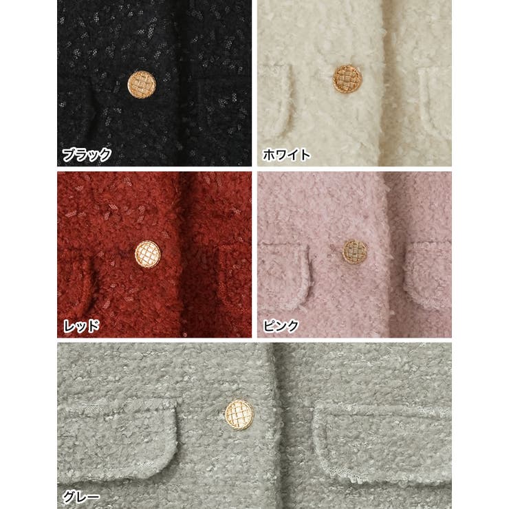 [入卒式 セレモニー]ボアリボン金釦ノーカラーツイードジャケット | Re:EDIT | 詳細画像19 