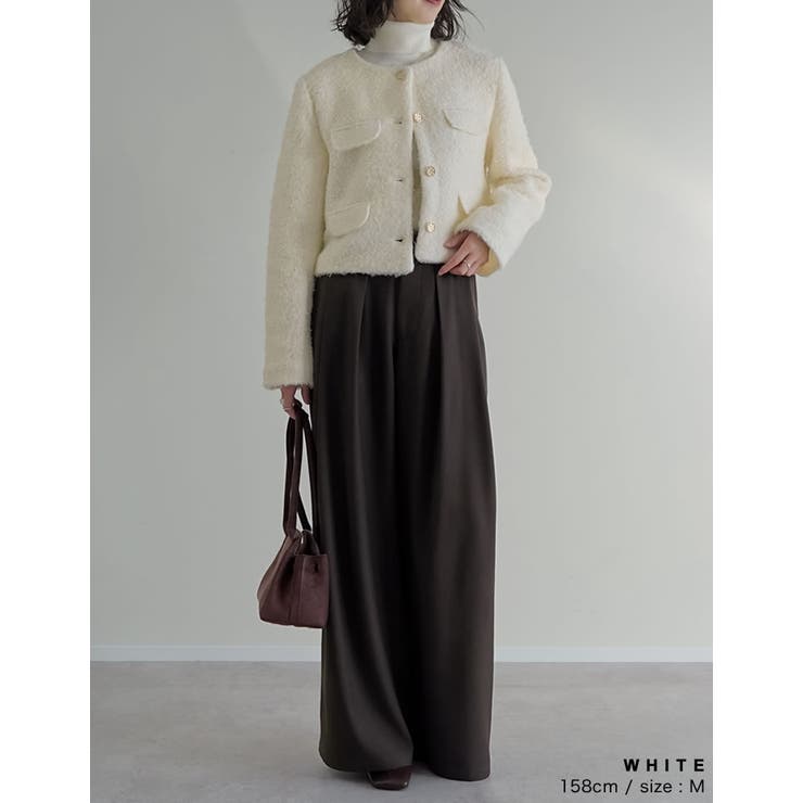 [入卒式 セレモニー]ボアリボン金釦ノーカラーツイードジャケット | Re:EDIT | 詳細画像14 