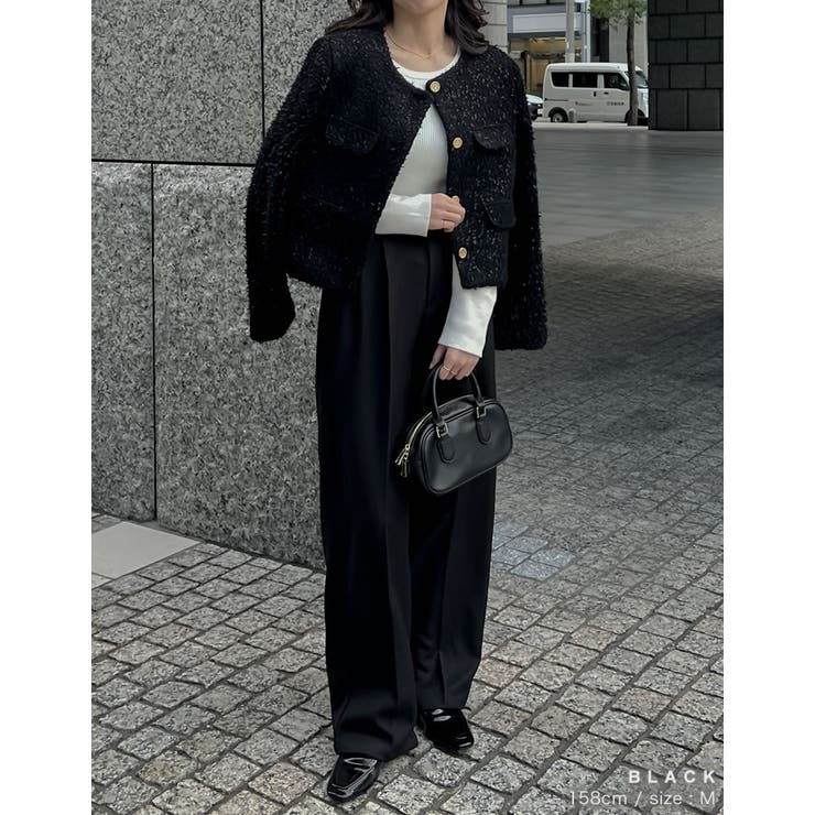 [入卒式 セレモニー]ボアリボン金釦ノーカラーツイードジャケット | Re:EDIT | 詳細画像34 