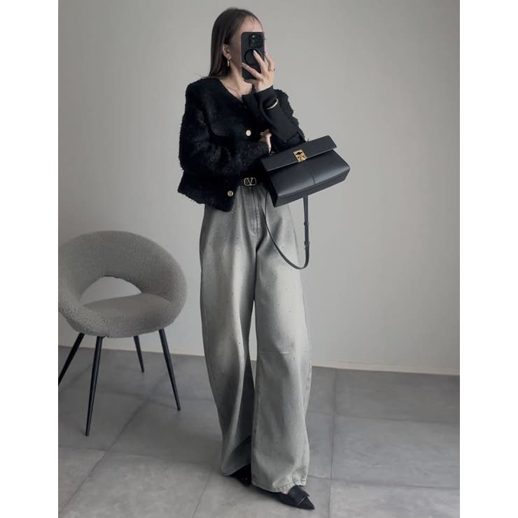 [入卒式 セレモニー]ボアリボン金釦ノーカラーツイードジャケット | Re:EDIT | 詳細画像36 