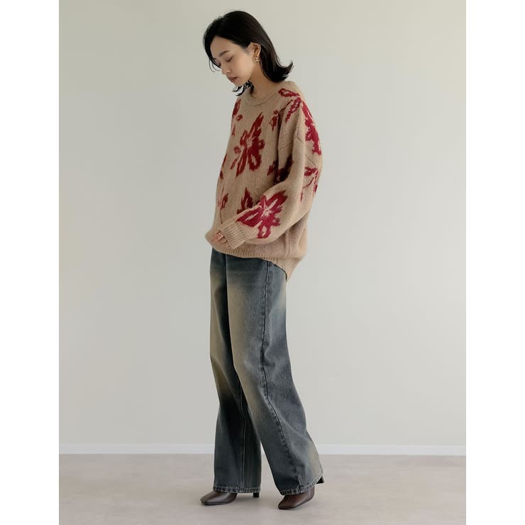 花様リクエスト 絵画 風景柄 ニット 総柄 半袖 コットンニット M 花様リクエスト 絵画 風景柄 ニット 総柄 半袖 コットンニット M 花様