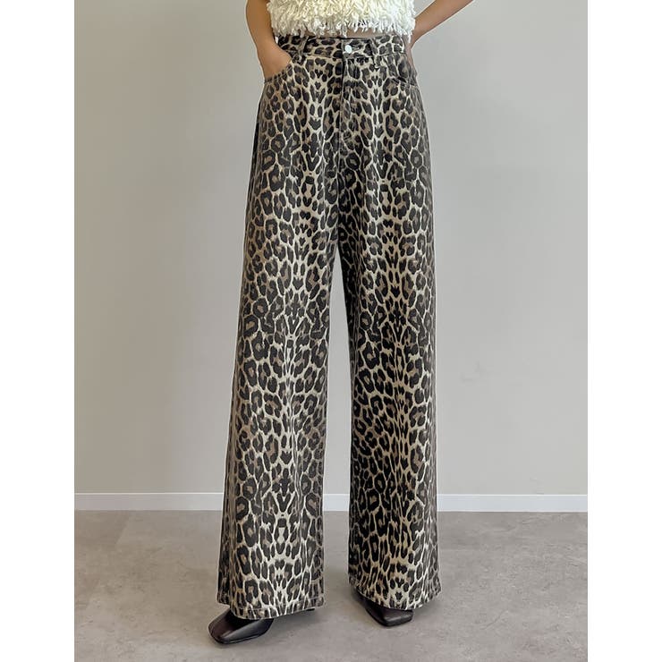 [低身長 高身長サイズ有]選べる無地orレオパードカツラギワイドストレートパンツ | Re:EDIT | 詳細画像3 