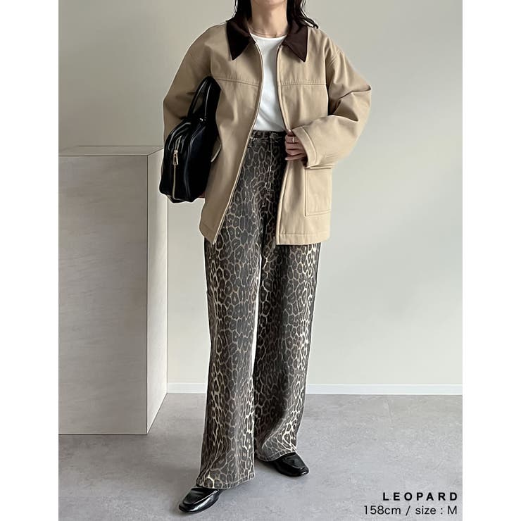 [低身長 高身長サイズ有]選べる無地orレオパードカツラギワイドストレートパンツ | Re:EDIT | 詳細画像8 