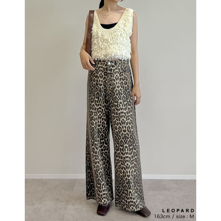 [低身長 高身長サイズ有]選べる無地orレオパードカツラギワイドストレートパンツ | Re:EDIT | 詳細画像22 