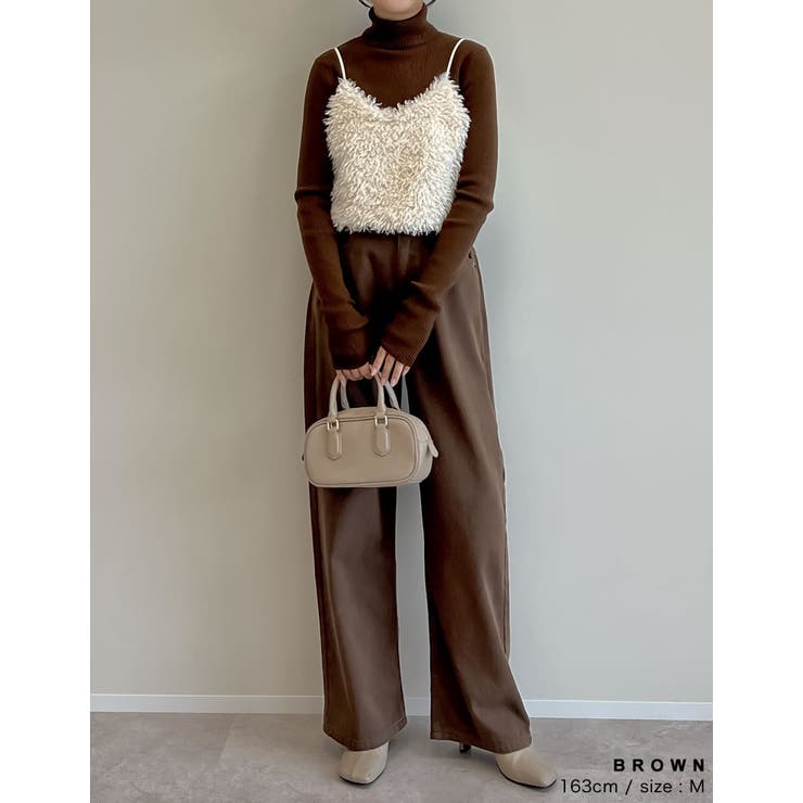 [低身長 高身長サイズ有]選べる無地orレオパードカツラギワイドストレートパンツ | Re:EDIT | 詳細画像30 