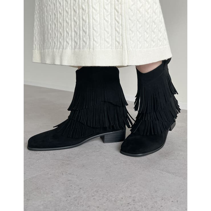 [大きいサイズ有]フリンジミドルブーツ | Re:EDIT | 詳細画像12 