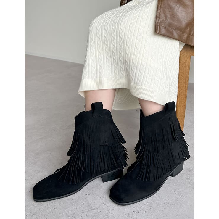 [大きいサイズ有]フリンジミドルブーツ | Re:EDIT | 詳細画像10 