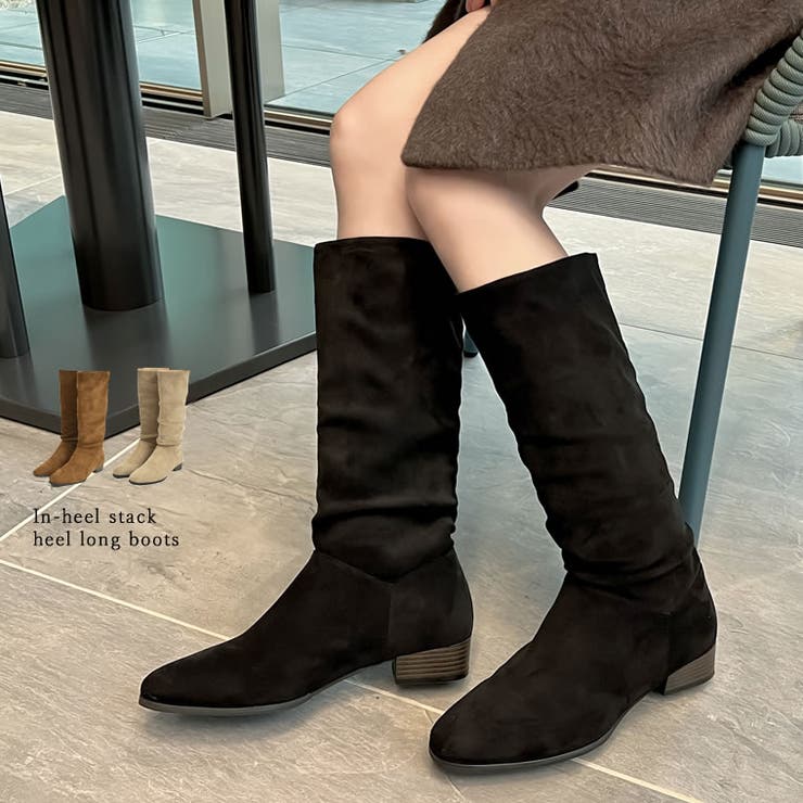 [大きいサイズ有]インヒールスタックヒールロングブーツ | Re:EDIT | 詳細画像1 