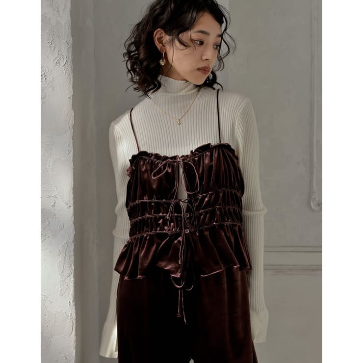 ベロアギャザーリボンキャミビスチェ[品番：GS000022417]｜Re:EDIT