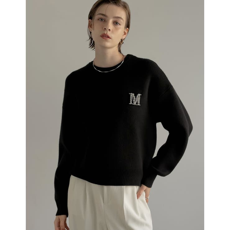 ビジューエンブレムニットトップス | Re:EDIT | 詳細画像3 