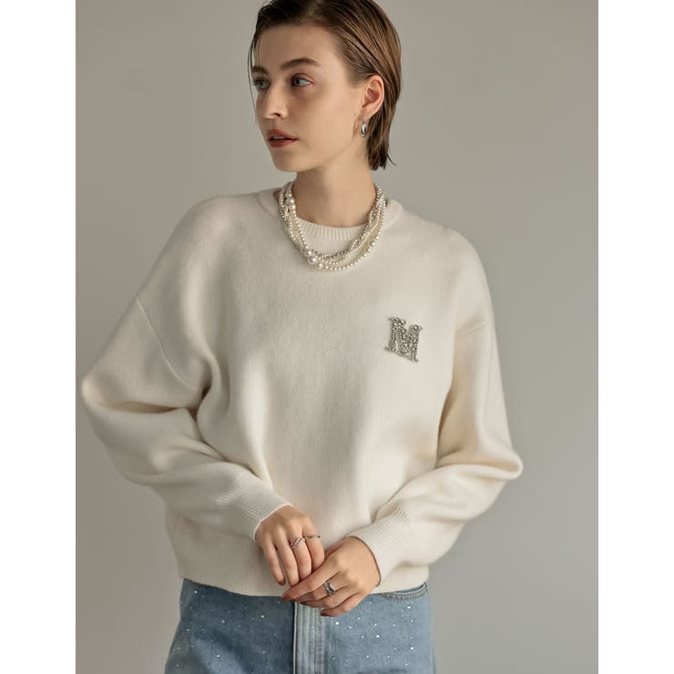 ビジューエンブレムニットトップス | Re:EDIT | 詳細画像4 