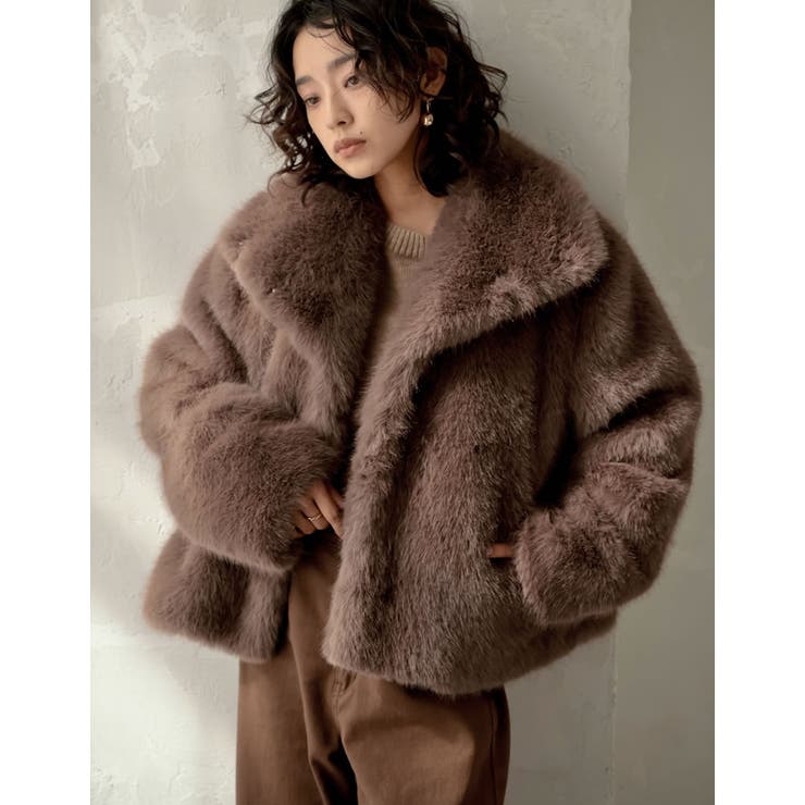 専用！リエンダ　ビッグファーフェイクコート　美品 rienda｜ビッグフードフェイクファーコート | Rakuten Fashion