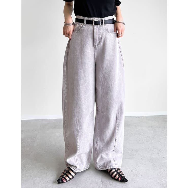 グレー(503) | ウォッシュ加工コットンツイルバレルレッグパンツ | Re:EDIT