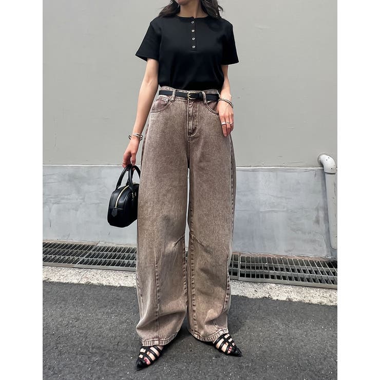 ウォッシュ加工コットンツイルバレルレッグパンツ | Re:EDIT | 詳細画像11 