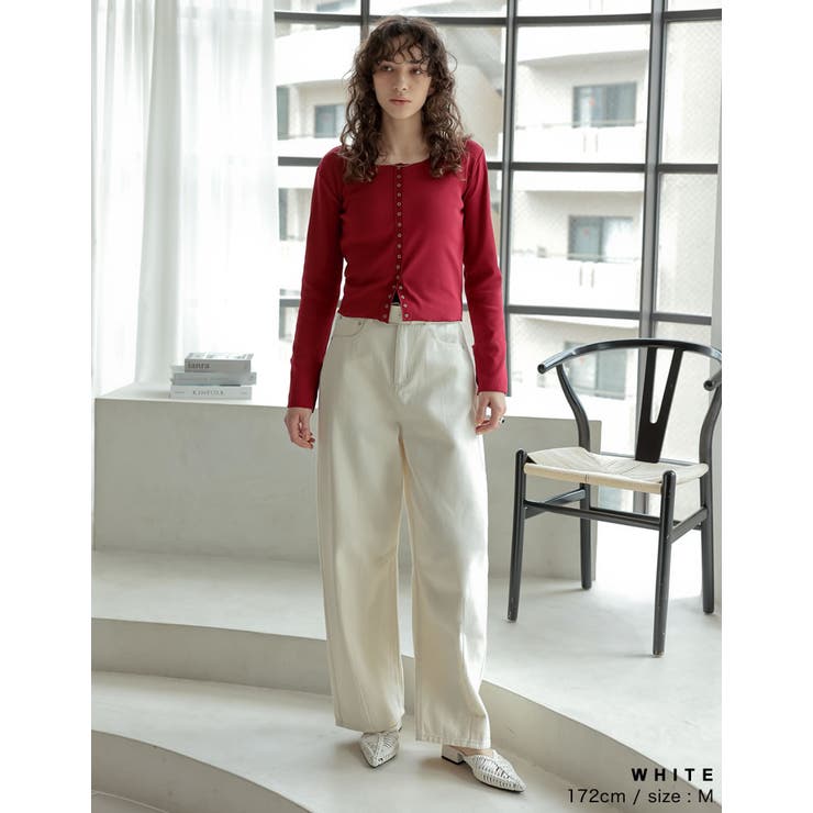 ウォッシュ加工コットンツイルバレルレッグパンツ | Re:EDIT | 詳細画像14 