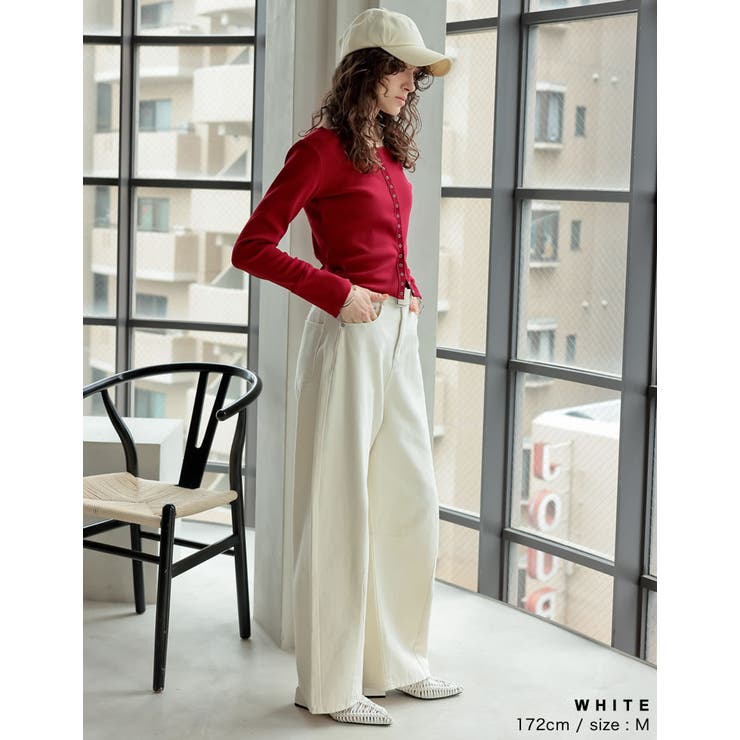 ウォッシュ加工コットンツイルバレルレッグパンツ | Re:EDIT | 詳細画像15 