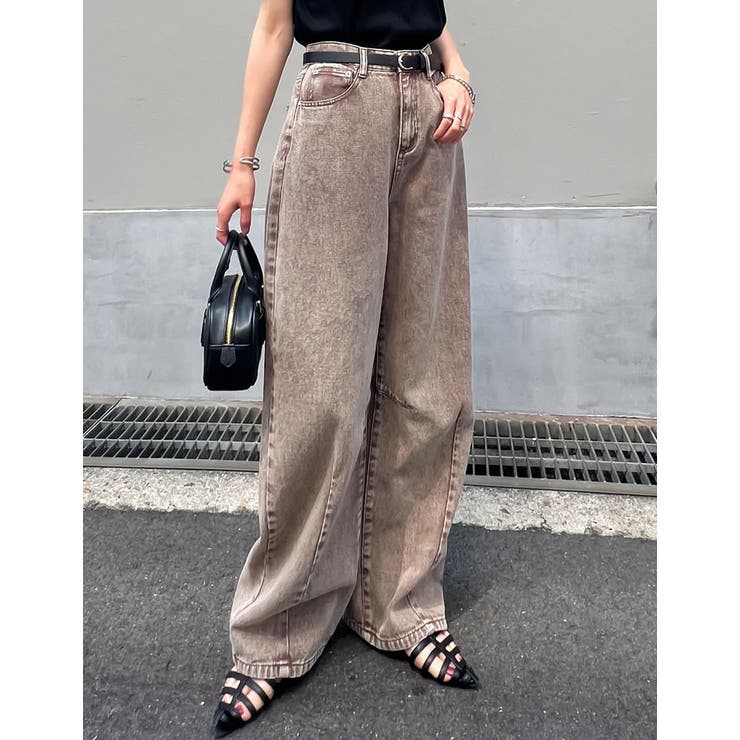 ウォッシュ加工コットンツイルバレルレッグパンツ | Re:EDIT | 詳細画像2 