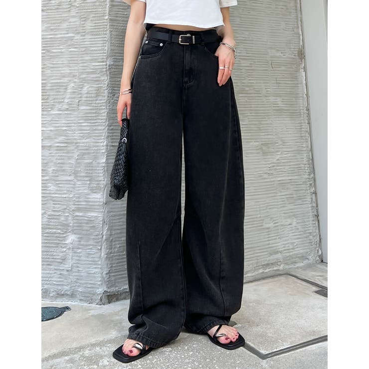 ウォッシュ加工コットンツイルバレルレッグパンツ | Re:EDIT | 詳細画像3 