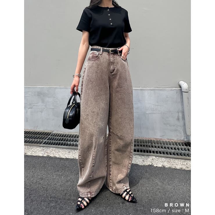 ウォッシュ加工コットンツイルバレルレッグパンツ | Re:EDIT | 詳細画像9 