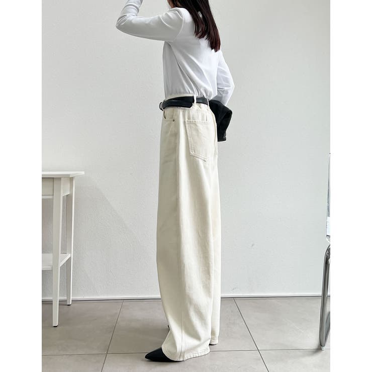 ウォッシュ加工コットンツイルバレルレッグパンツ | Re:EDIT | 詳細画像24 