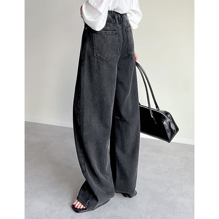 ウォッシュ加工コットンツイルバレルレッグパンツ[品番