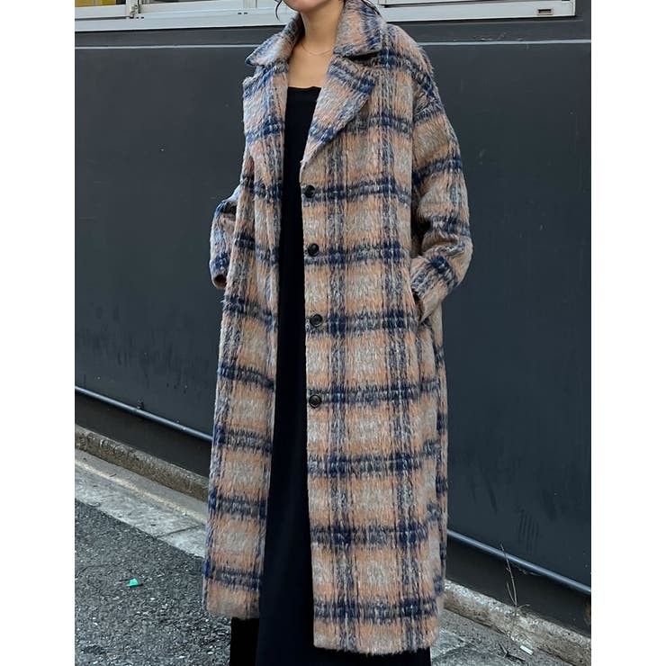 起毛チェック柄ロングチェスターコート | Re:EDIT | 詳細画像16 