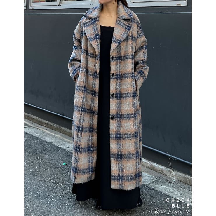 起毛チェック柄ロングチェスターコート[品番：GS000022497]｜Re:EDIT（リエディ）のレディースファッション通販｜SHOPLIST（ショップリスト）