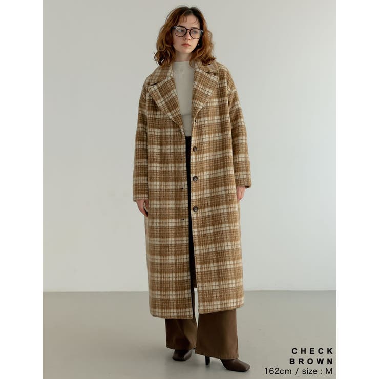 起毛チェック柄ロングチェスターコート | Re:EDIT | 詳細画像9 
