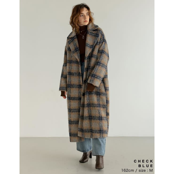 起毛チェック柄ロングチェスターコート | Re:EDIT | 詳細画像28 
