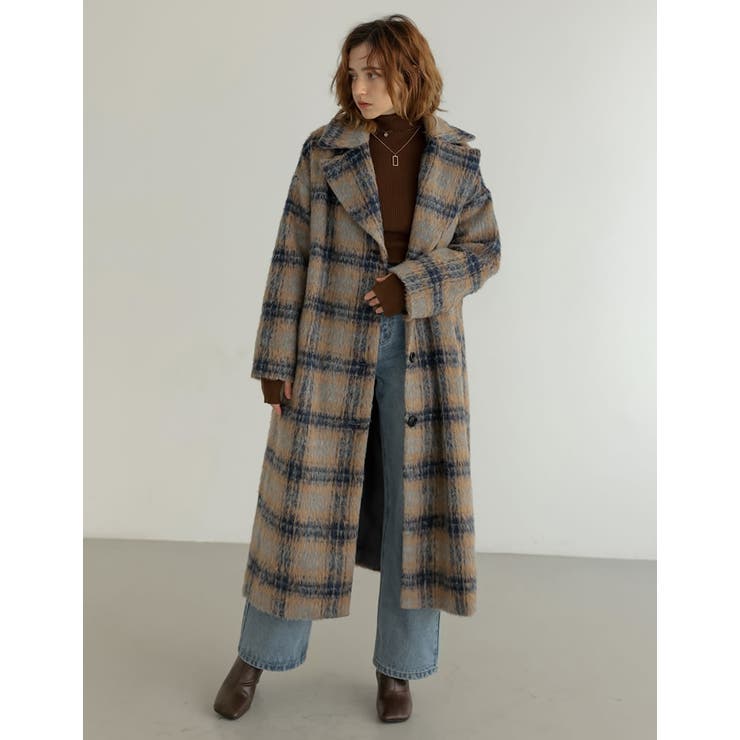 起毛チェック柄ロングチェスターコート | Re:EDIT | 詳細画像30 