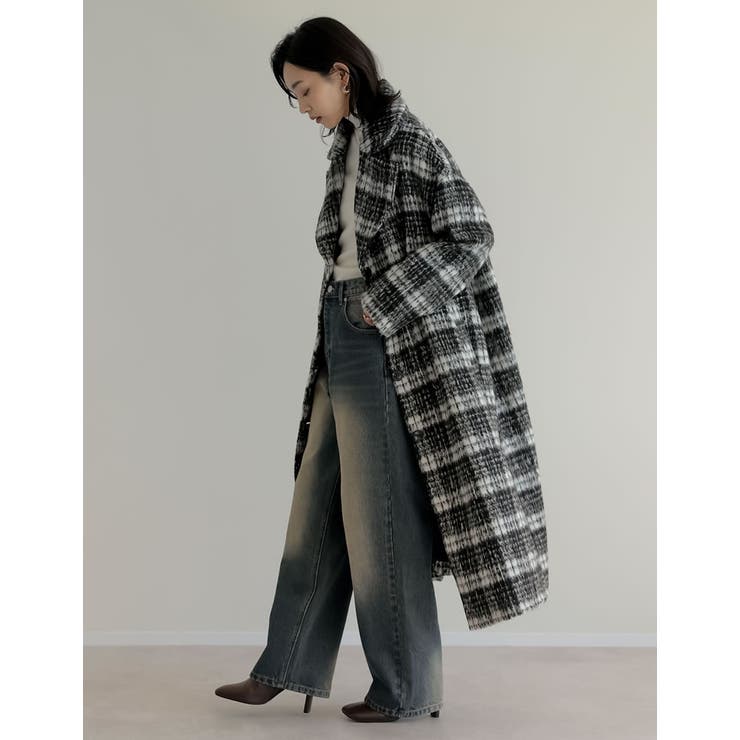 起毛チェック柄ロングチェスターコート | Re:EDIT | 詳細画像33 