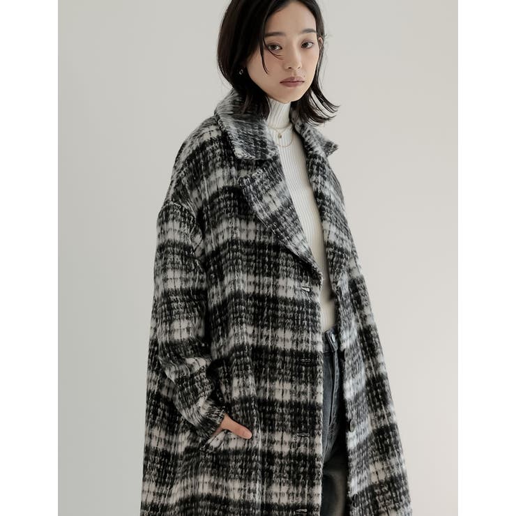 起毛チェック柄ロングチェスターコート | Re:EDIT | 詳細画像34 