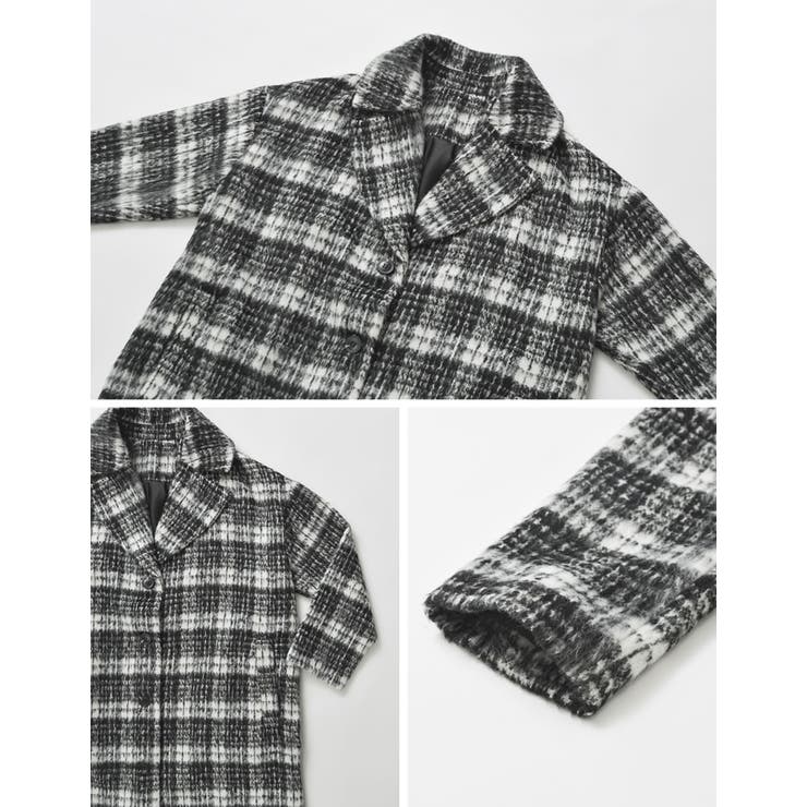 起毛チェック柄ロングチェスターコート | Re:EDIT | 詳細画像36 